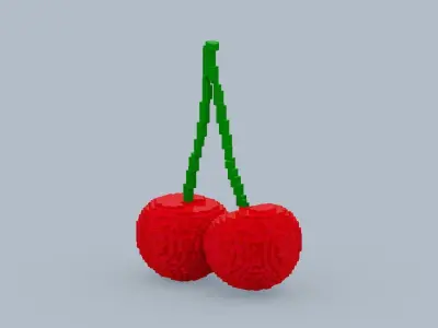 Voxel Cherry Low-poly 3D model