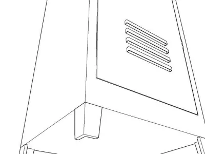 METAL CABINET-SINGLE LONG-RED AND WHITE Low-poly 3D model