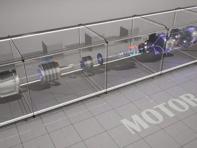 Machine Parts - Motor Low-poly 3D model