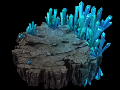 Stone Dragon Impossible - Long Cave Crystal Wall 01 3D model