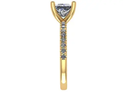 Princess solitaire Diamond ring 3D print model