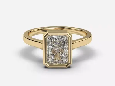 Radiant Diamond Bezel Setting Solitaire Diamond Ring 3D print model