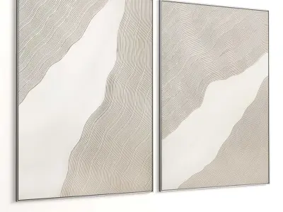 Plaster Two Photo Frame 346 Low-poly 3D model