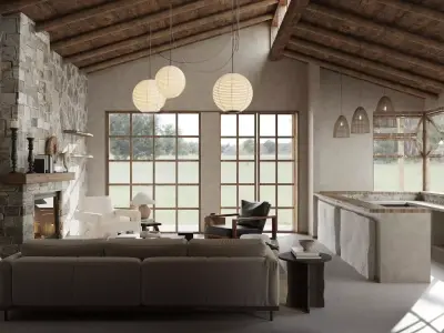 Livingroom and Kitchen 3D model