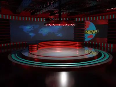 TV Studio News Low-poly 3D model