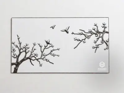 modern panel wall decor set wall relief mural CNC 118 3D model