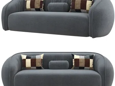 Louna Plush Sofa 3d model Low-poly 3D model