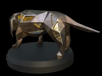 Steampunk Asia Basset Hound Dog  Low-poly 3D model