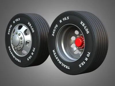 Twin Truck Wheels and Tires TWT5 3D print model