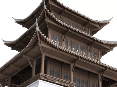 Chinese ancient architecture Low-poly 3D model