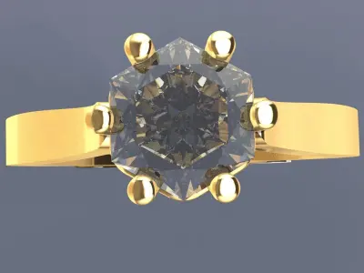 Elegant Solitaire Engagement Ring  STL OBJ 3D print model