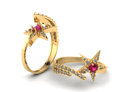 LUXURY STAR DESIGN RING 3D PRINTABLE MODEL 3D print model