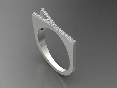 alphabet jewelry ring diamond letter Y 3D print model