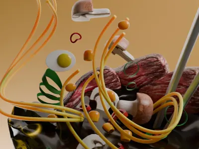 Ramen Noodle Bowl Detailed 3D Food Model 3D model