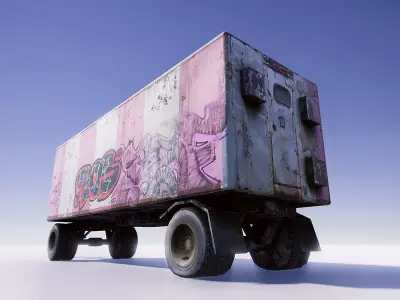 Old trailer Low-poly 3D model