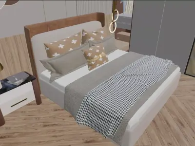 Modern Bedroom Interior Scene 3D model purchase