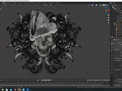 Christmas Santa Skull and Ornaments 3D model