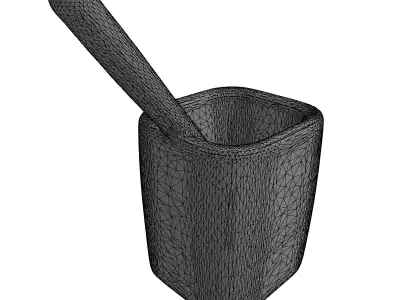 Modern Black Holder with Wood Stick Low-poly 3D model