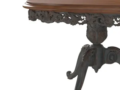 Italian Gilt Carved Inlaid Gray Dining Table 3D model