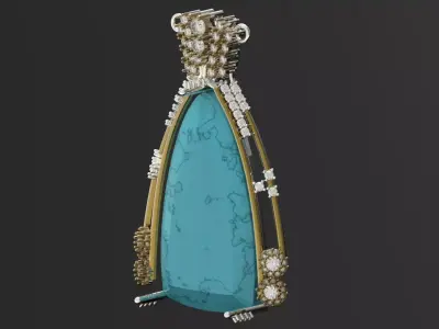 Statement Triangular Turquoise Pendant model jp0393 3D print model