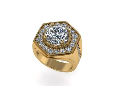 Men diamond ring 3d render - big version 3D print model