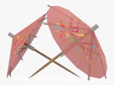 Cocktail wooden umbrella decoration  3D model
