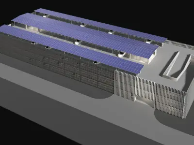 Solar parking garage building 25-20 3D model