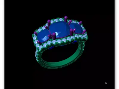 cushion fancy diamond halo micro setting jewelry ring 3D print model