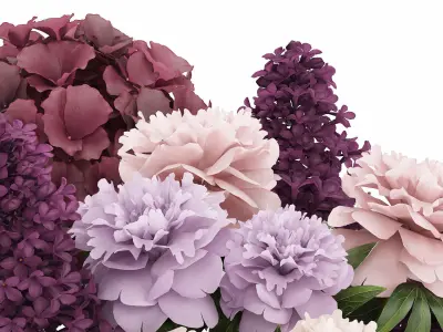 Bouquet Of Flowers Peony hydrangea lilac 506 3D model