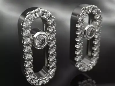 Messika Pusset Earrings With Gems 3D print model