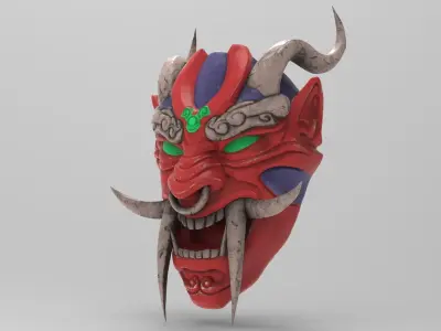 Oni Mask Low-poly 3D model