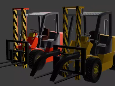 Forklift PBR Textures Optimized Industrial Vehicle Game Ready Low-poly 3D model