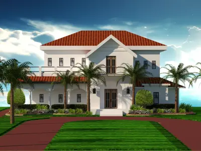 modern villa 3D model 2