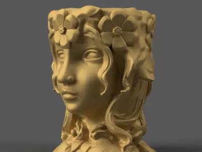Flower Crown Woman Planter 3D STL File for Decoration 3D print model