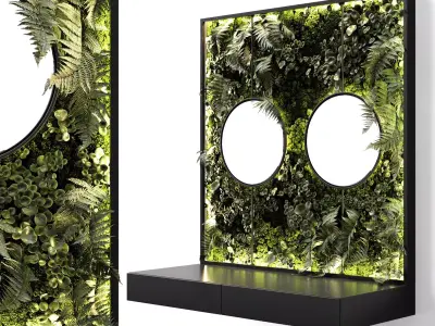 Console with mirrors and vertical garden 3D model
