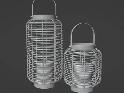 Brigton Rattan Lantern Low-poly 3D model