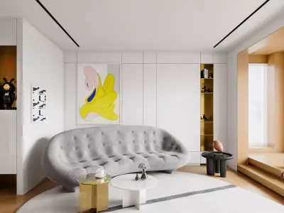 Modern living room dining room interior scenes 397 3D model