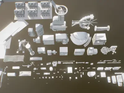 Cyberpunk City Pack Low-poly 3D model