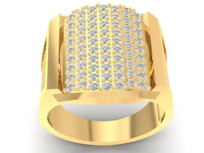 Luxury Square Diamond Ring for Men 2894 3D print model