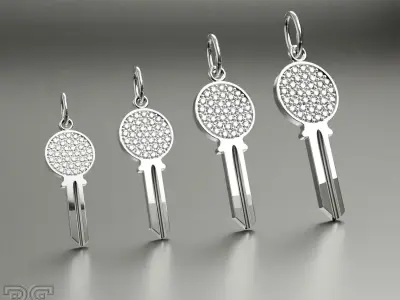 Diamond key from heart luxury necklace pendant 3D print model