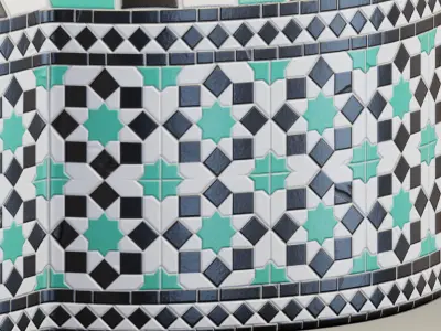 Octagonal mosaic fountain 3D model