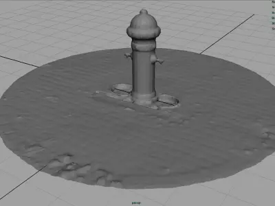 Fountain 7 fire hydrant on brick pavement Low-poly 3D model