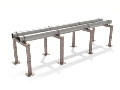 Heating network section Steam and hot water pipelines 3D model