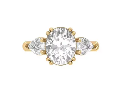 Oval 3 Stone Bridal Ring 3D print model