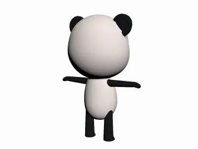 Cartoon Panda Character Low-poly 3D model