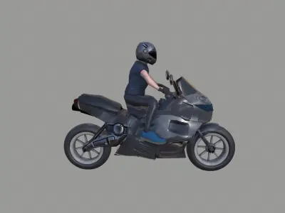 Motor Bike Rider Low-poly 3D model