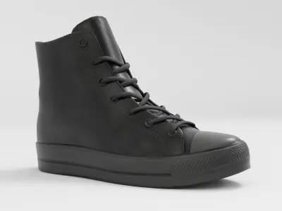 Converse All Star Style Unisex - Shoe All Black PBR Low-poly 3D model