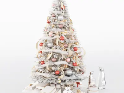 Set of Christmas tree and decorative elements 3D model