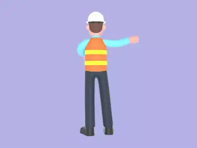 Stylized 3D Male Architect Character - Pointing with Anger 3D model