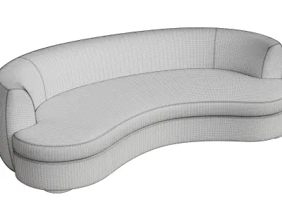 Curved Gray Fabric Sennon Sofa 3D model